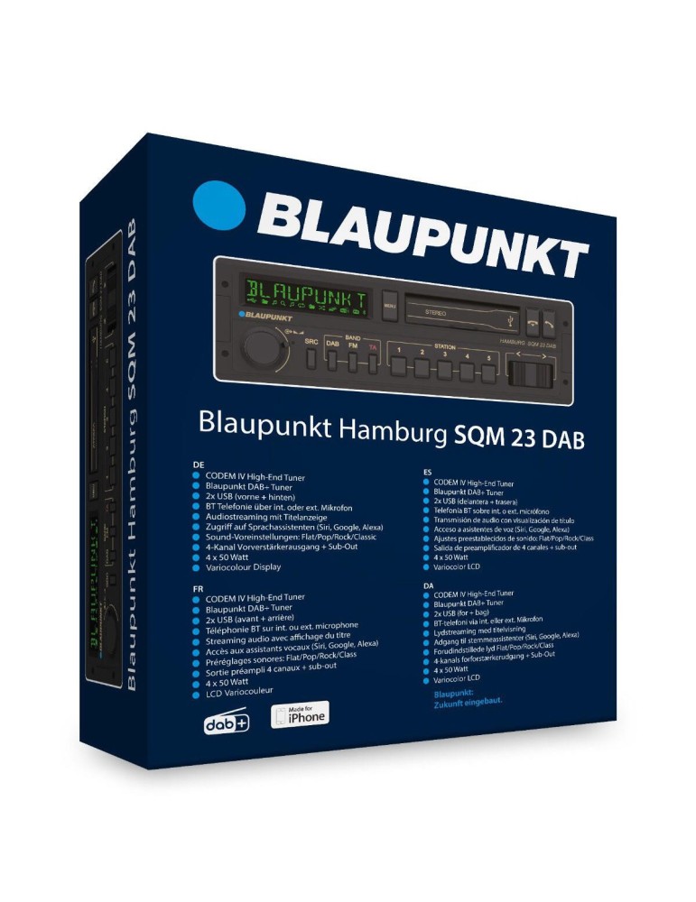 BLAUPUNKT Blaupunkt Hamburg SQM 23 DAB — retro 1-DIN autorádio s DAB+ Bluetooth