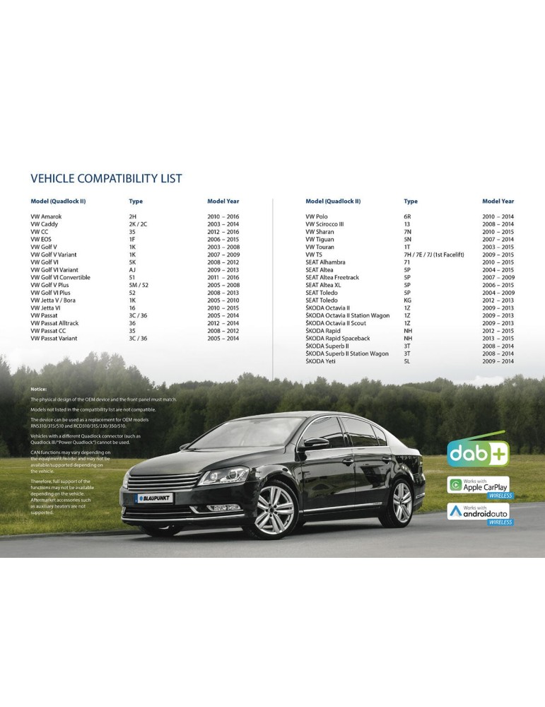 BLAUPUNKT Blaupunkt Wolfsburg 648 DAB — 7" autorádio s CarPlay pro VW